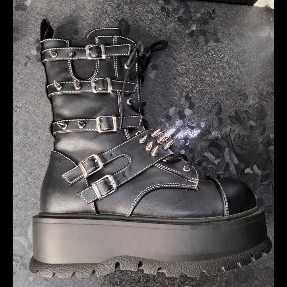 Demonia Black Spiked Platform Boots - image 1